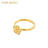 POH KONG 916/22K Gold Five Petal Flower Hollow Ring