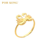 POH KONG 916/22K Yellow Gold Happy Love Double Swam Ring