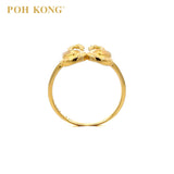 POH KONG 916/22K Yellow Gold Happy Love Double Swam Ring