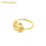 POH KONG 916/22K Yellow Gold Happy Love Double Swam Ring