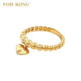 POH KONG 916/22K Yellow Gold Bead Ball Heart Ring