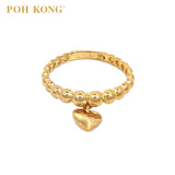 POH KONG 916/22K Yellow Gold Bead Ball Heart Ring