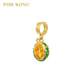 POH KONG 916/22K Yellow Gold Anggun Half Green Durian Pendant