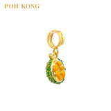 POH KONG 916/22K Yellow Gold Anggun Half Green Durian Pendant