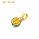 POH KONG 916/22K Yellow Gold Anggun Half Green Durian Pendant