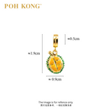 POH KONG 916/22K Yellow Gold Anggun Half Green Durian Pendant