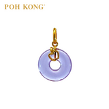 POH KONG 916/22K Yellow Gold Purple Glass Apple  Pendant