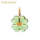 POH KONG 916/22K Yellow Gold Green Glass Butterfly Pendant