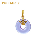 POH KONG 916/22K Yellow Gold Purple Glass Crown Pendant