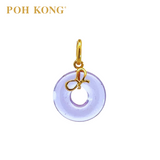 POH KONG 916/22K Yellow Gold Purple Glass Ribbon Pendant