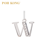 POH KONG 750/18K White Gold Diamond Pendant Alphabet W