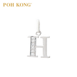 POH KONG 750/18K White Gold Diamond Pendant Alphabet H