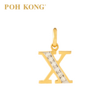 POH KONG 835/20K Yellow Gold Diamond Pendant Alphabet X