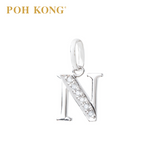 POH KONG 750/18K White Gold Diamond Pendant Alphabet N