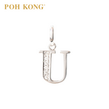 POH KONG 750/18K White Gold Diamond Pendant Alphabet U