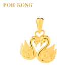 POH KONG 916/22 Gold Happy Love Swans Pendant