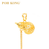 POH KONG 916/22K Yellow Gold Auspicious  Gourd With Ancient Coin Pendant