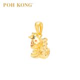 POH KONG 916/22K Yellow Gold Auspicious Fortune 'FU' Snake Pendant