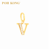 POH KONG 835/20K Yellow Gold Diamond Pendant Alphabet V