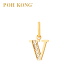 POH KONG 835/20K Yellow Gold Diamond Pendant Alphabet V