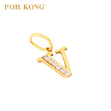 POH KONG 835/20K Yellow Gold Diamond Pendant Alphabet V