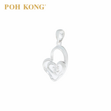 POH KONG 750/18K White Gold With Diamond Double Heart Pendant