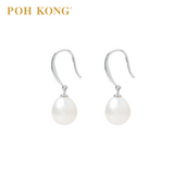 POH KONG 375/9K White Gold Silver Glow Pearl Earrings