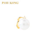 POH KONG 585/14K Yellow Gold Elegant Pearl With Diamond Stud Earrings