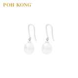 POH KONG 375/9K White Gold Platinum Pearl Earrings