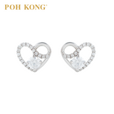 POH KONG 750/18K White Gold D'First Lustrous Heart Diamonds Earrings