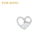 POH KONG 750/18K White Gold D'First Lustrous Heart Diamonds Earrings