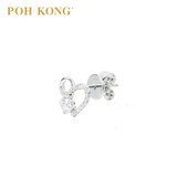 POH KONG 750/18K White Gold D'First Lustrous Heart Diamonds Earrings