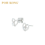 POH KONG 750/18K White Gold D'First Lustrous Heart Diamonds Earrings