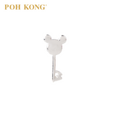 POH KONG 375/9K White Gold Disney Mickey Lock & Key Love Stud Earrings