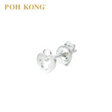 POH KONG 375/9K White Gold Disney Mickey Lock & Key Love Stud Earrings