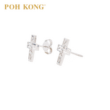 POH KONG 375/9K White Gold Eternal Cross Earrings