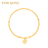 POH KONG 916/22K Yellow Gold Solid Rope Of Heart Bracelet