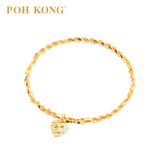 POH KONG 916/22K Yellow Gold Solid Rope Of Heart Bracelet