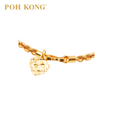 POH KONG 916/22K Yellow Gold Solid Rope Of Heart Bracelet