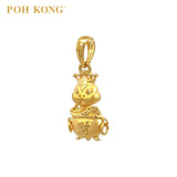 POH KONG 916/22K Yellow Gold Auspicious "CAI" Zodiac Snake Pendant