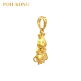 POH KONG 916/22K Yellow Gold Auspicious "CAI" Zodiac Snake Pendant