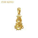 POH KONG 916/22K Yellow Gold Auspicious "CAI" Zodiac Snake Pendant