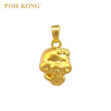 POH KONG 999/24K Yellow Gold 3D Zodiac Snake With Ruyi and Ribbon Pendant