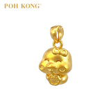 POH KONG 999/24K Yellow Gold 3D Zodiac Snake With Ruyi and Ribbon Pendant