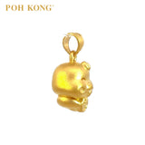 POH KONG 999/24K Yellow Gold 3D Zodiac Snake With Ruyi and Ribbon Pendant