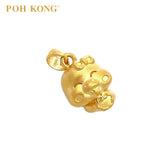 POH KONG 999/24K Yellow Gold 3D Zodiac Snake With Ruyi and Ribbon Pendant