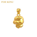 POH KONG 999/24K Yellow Gold 3D Zodiac Snake With Heart and Ribbon Pendant