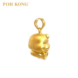 POH KONG 999/24K Yellow Gold 3D Zodiac Snake With Heart and Ribbon Pendant