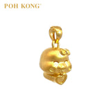 POH KONG 999/24K Yellow Gold 3D Zodiac Snake With Heart and Ribbon Pendant