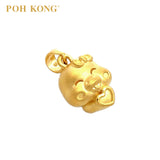 POH KONG 999/24K Yellow Gold 3D Zodiac Snake With Heart and Ribbon Pendant